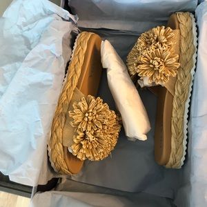 prada floral raffia slide sandals